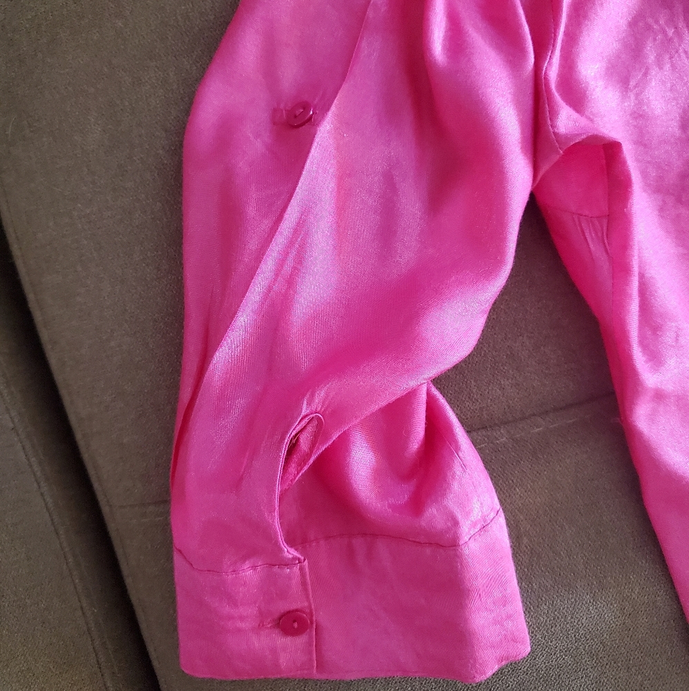 Iridescent Berry Drawstring Asymmetrical Blouse - image 8